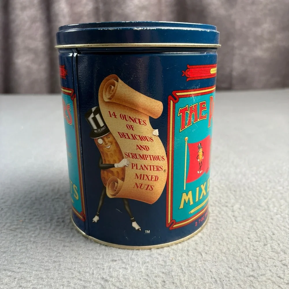 Vintage Planters Mr Peanut Limited Edition Mixed Nuts Tin Blue Collectible 14oz